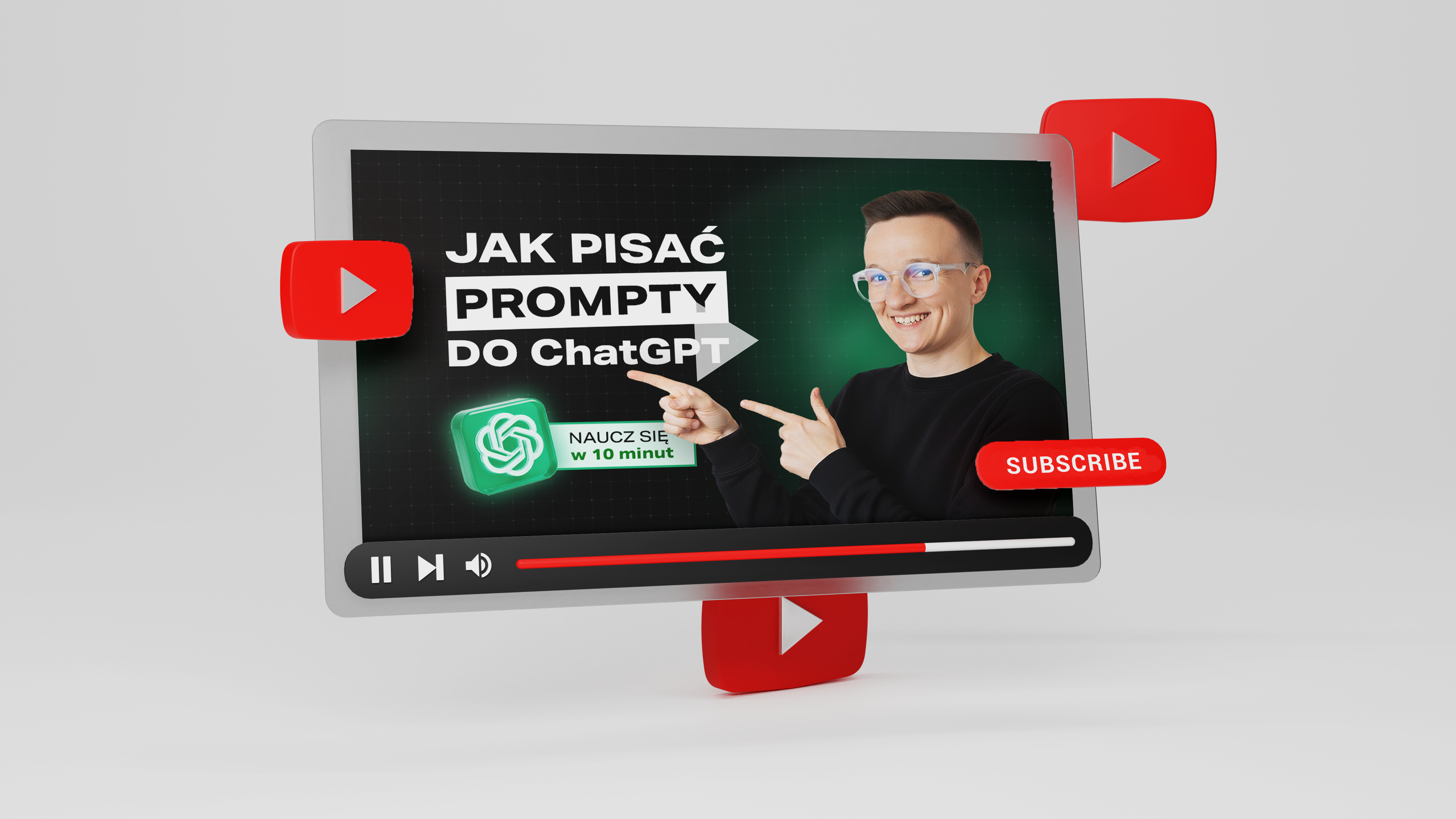 Zdjęcie osoby wygenerowane w Gemini Nano Banana – przykład do wykorzystania w miniaturach YouTube