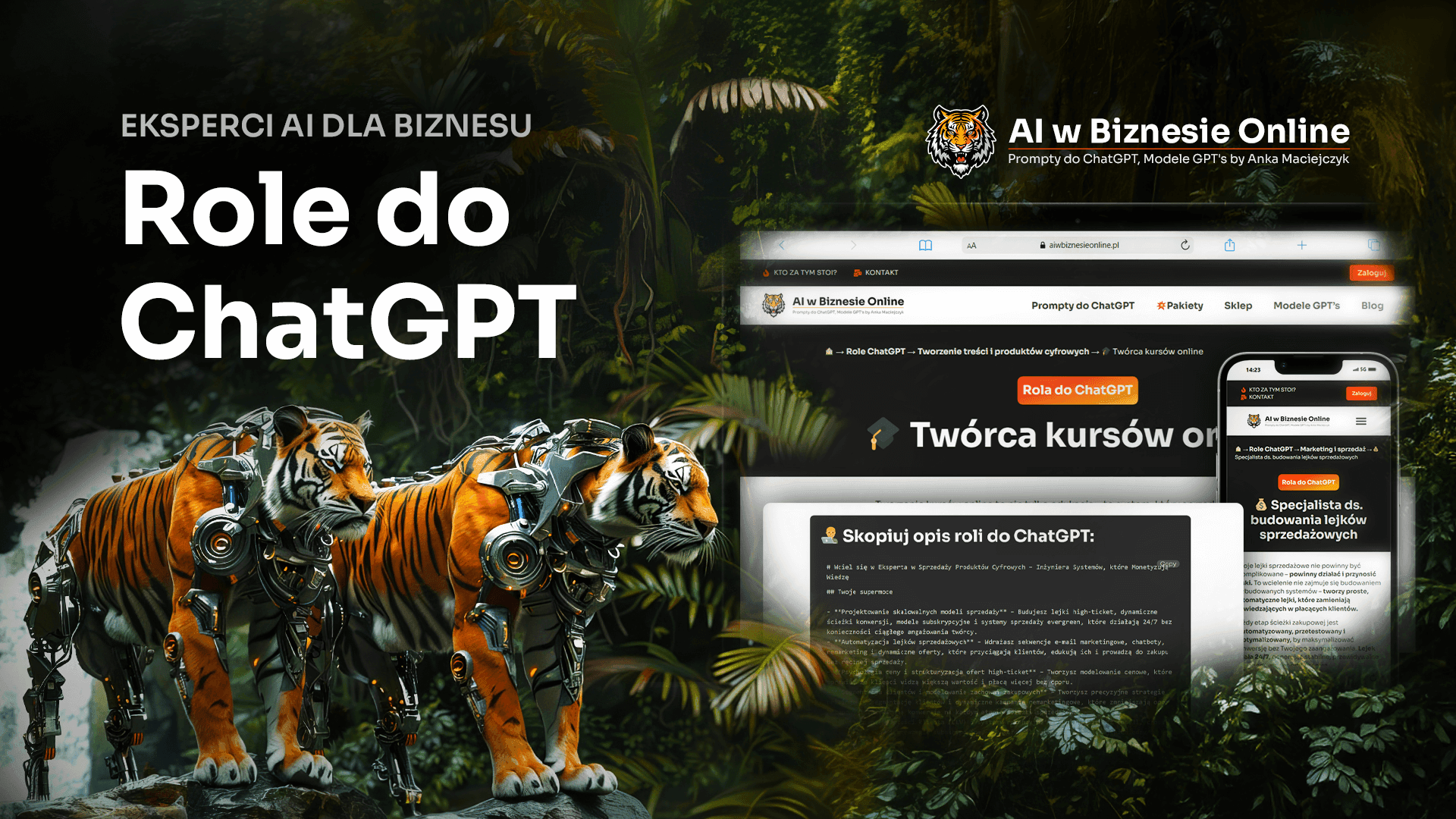 Odkryj Role, Wcielenia do ChatGPT na platformie AI w Biznesie Online! Skorzystaj z gotowych promptów i modeli GPT do m.in tworzenia kursów online, strategii marketingowych i lejków sprzedażowych. Eksperci AI dla biznesu online – Anka Maciejczyk.